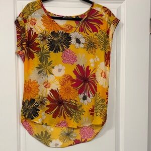 New York & Company Yellow Floral Blouse